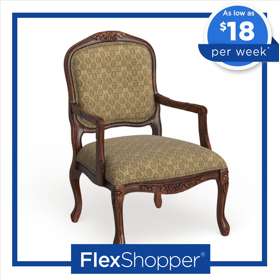Pees Traditional Beige Fabric Padded Accent Chair by Furniture of America - Antique Oak