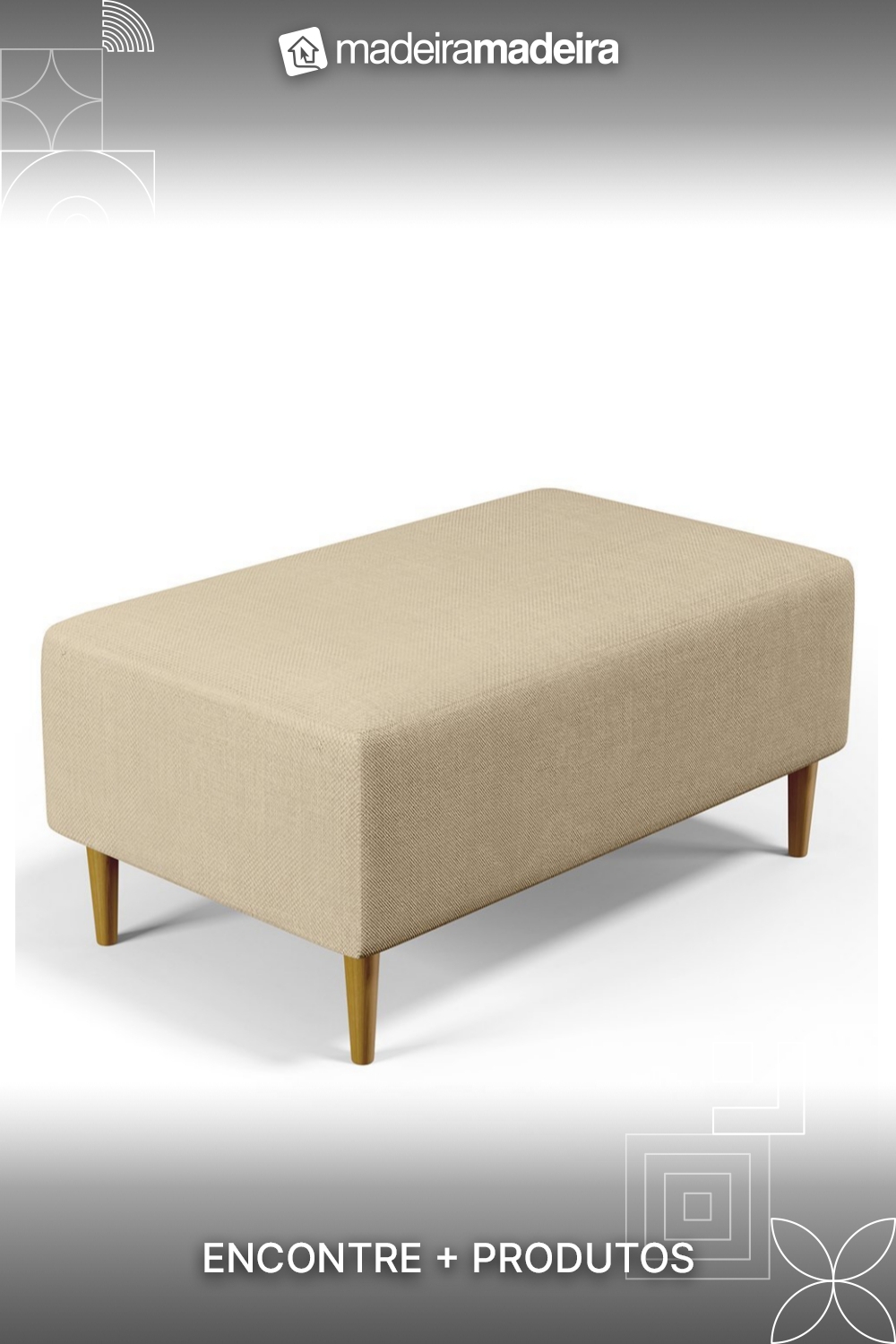 Puff Decorativo Sala de Estar Clo W01 Ps Palito 90 cm - Lyam Decor Clo Ps Palito Linho Bege Escu