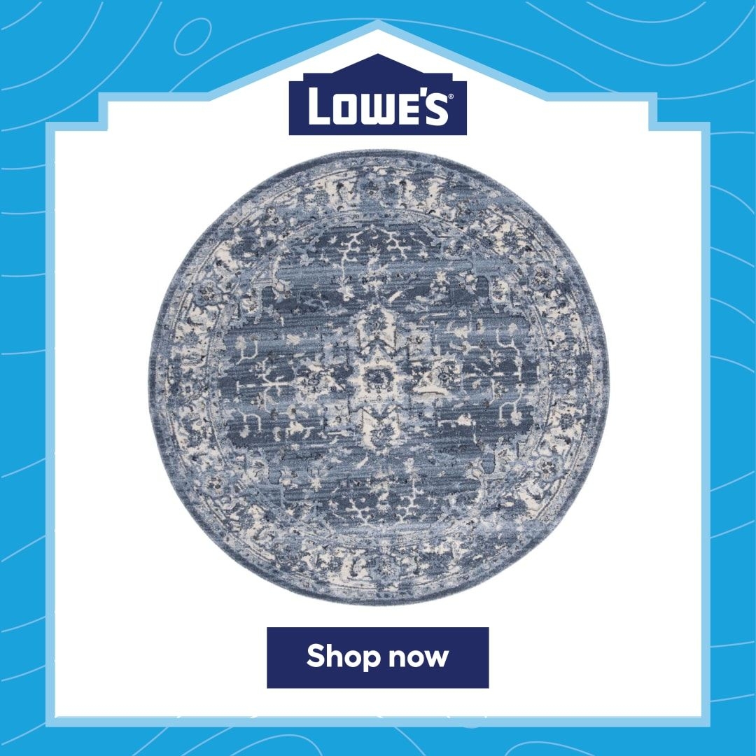 Safavieh Charleston Kashi 7 x 7 Navy/Creme Round Indoor Distressed/Overdyed Area Rug in Blue | CHL411N-7R