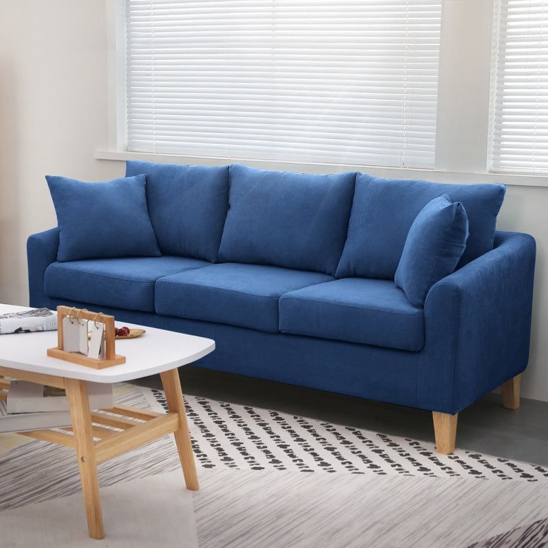 Scandinavian Pillow Top Arm Sofa with Sewn Pillow Back for Apartment - Dark Blue / 21H x 48L x 28W