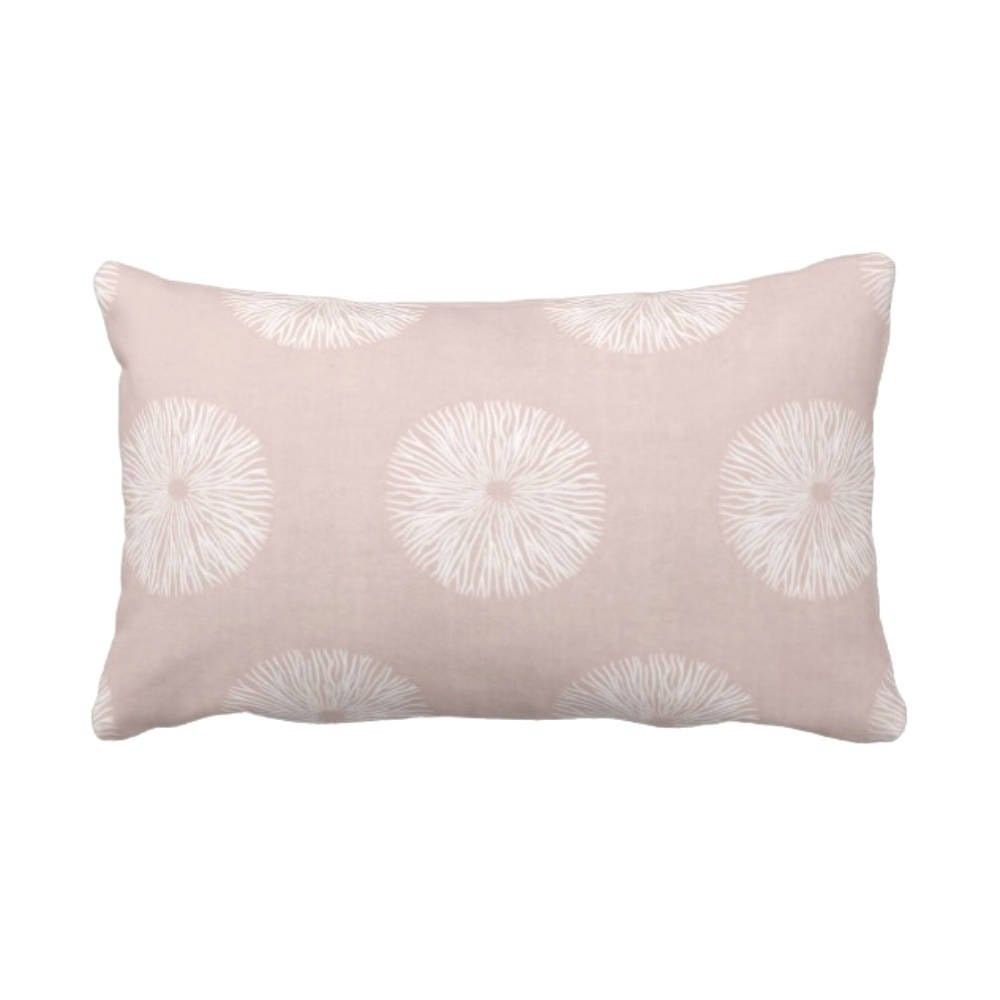 "Sea Urchin Print Throw Pillow or Cover, Blush/White 14 x 20\" Lumbar Pillows or Covers, Dusty Pink Abstract Geometric Pattern"