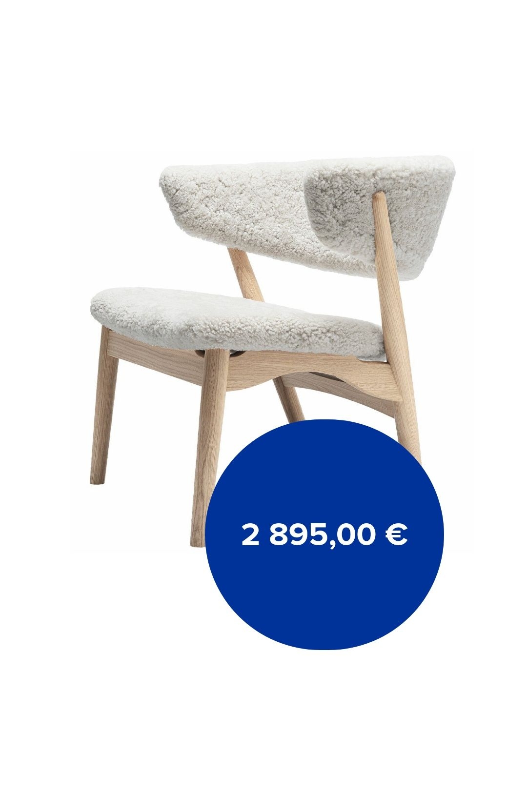 Sibast No 7 Loungesessel, vollgepolstert, Eiche wei gelt - Schafsfell