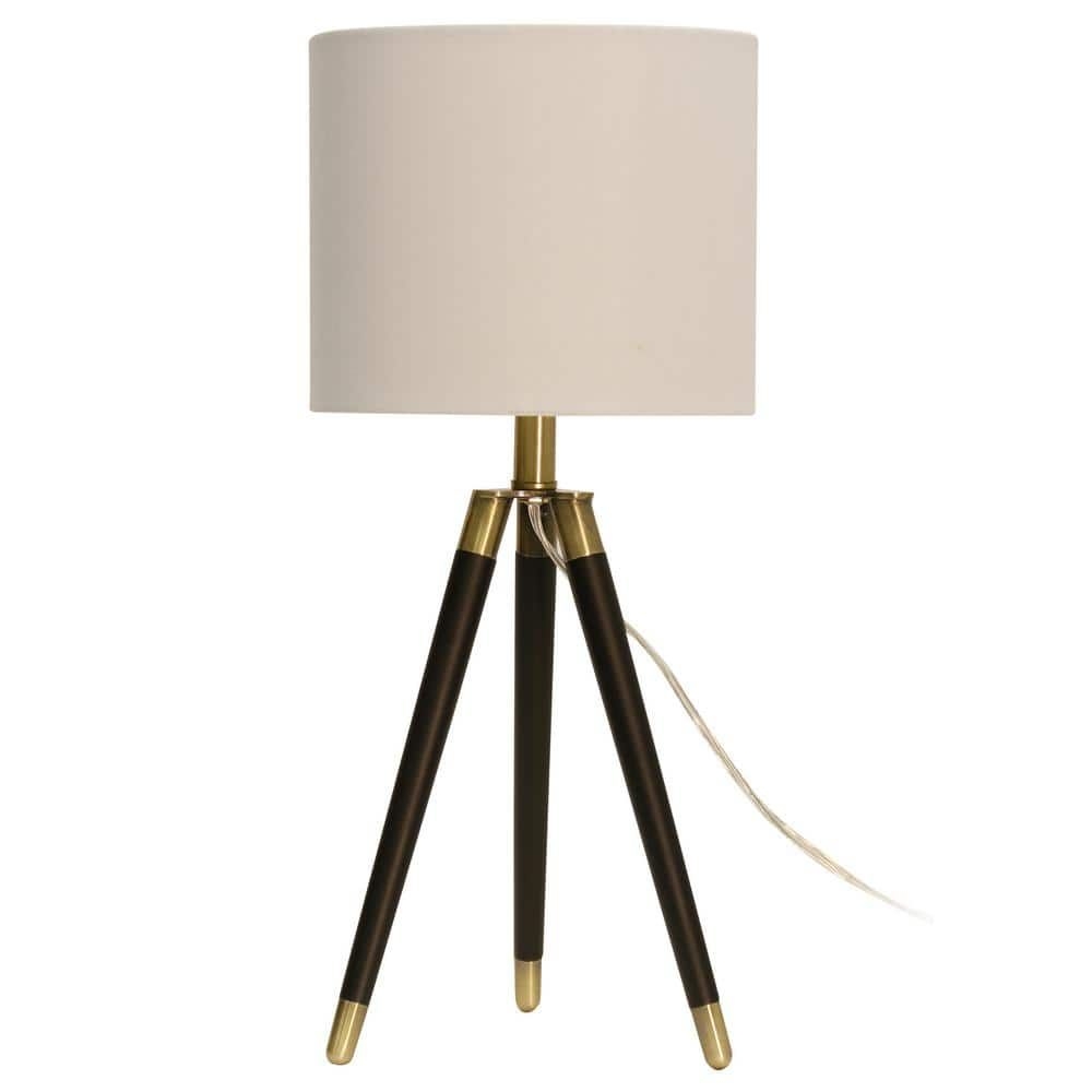 StyleCraft 23.3 in. Brown Table Lamp with White Hardback Fabric Shade