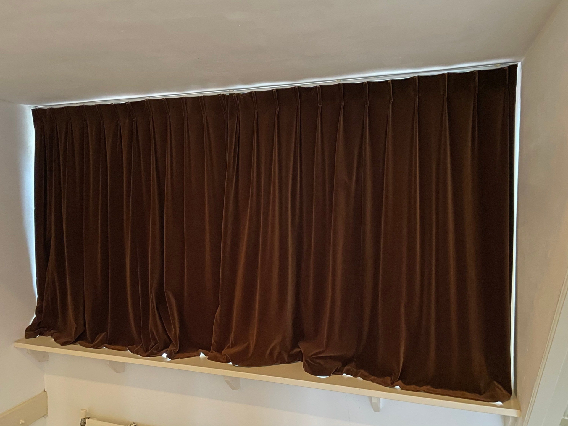 Sumptuous chocolate coloured vintage short velvet curtains
