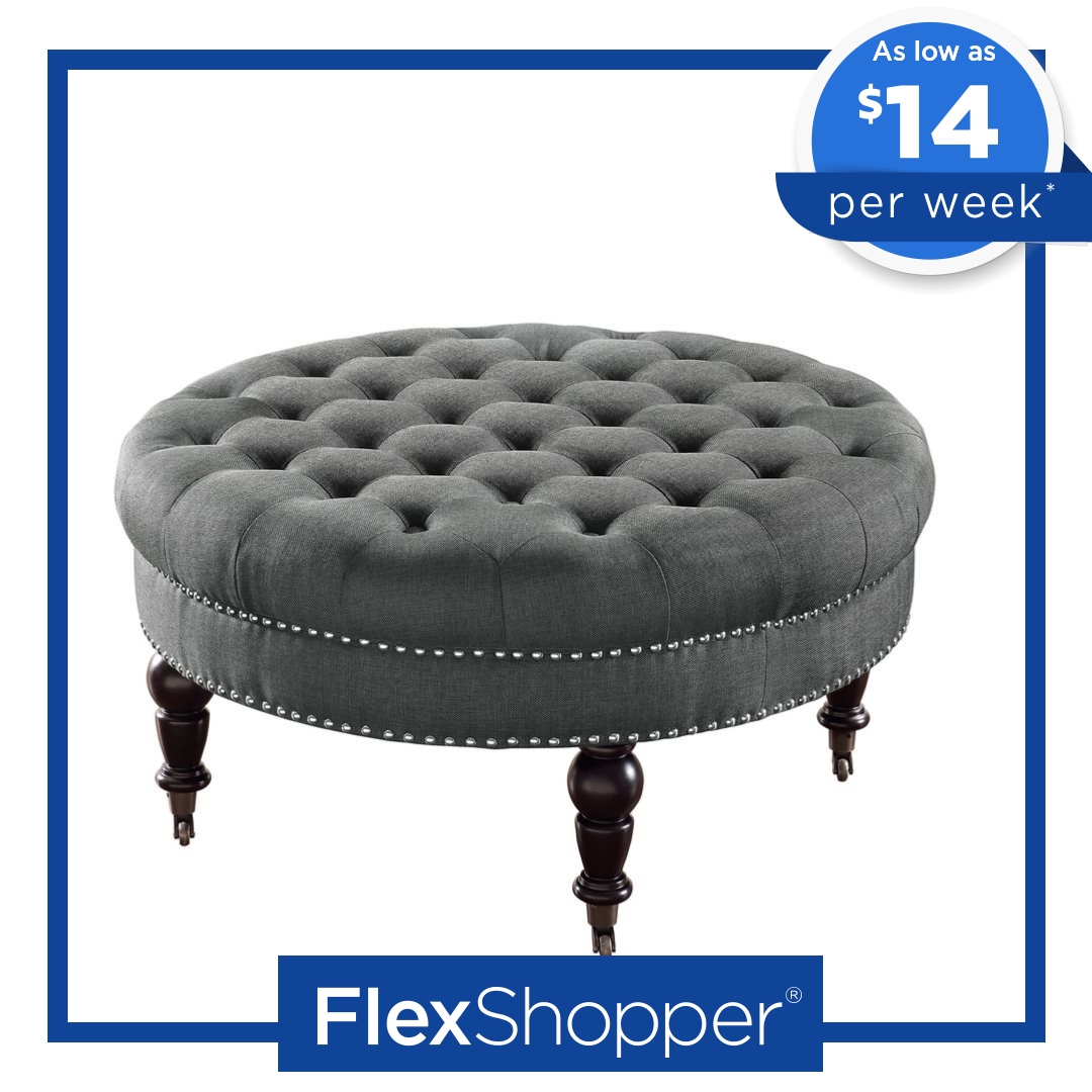 Sybil Round Ottoman Grey