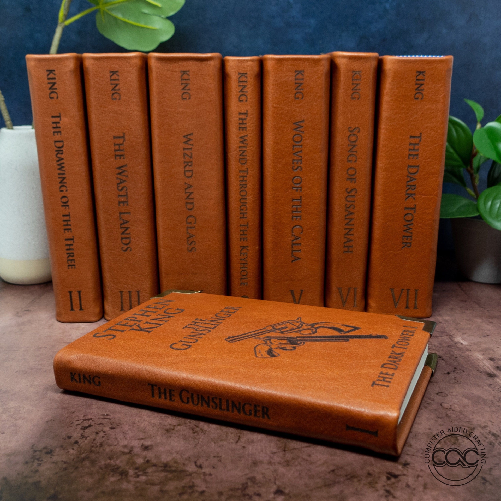 The Dark Tower, complete 8 book set, by Stephen King, leather re-bound