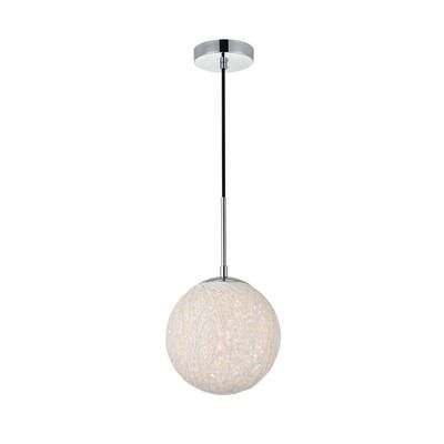 Timeless Home Malaki 1-Light Pendant in Chrome and White with 7.9 in. W x 7.9 in. H Shade