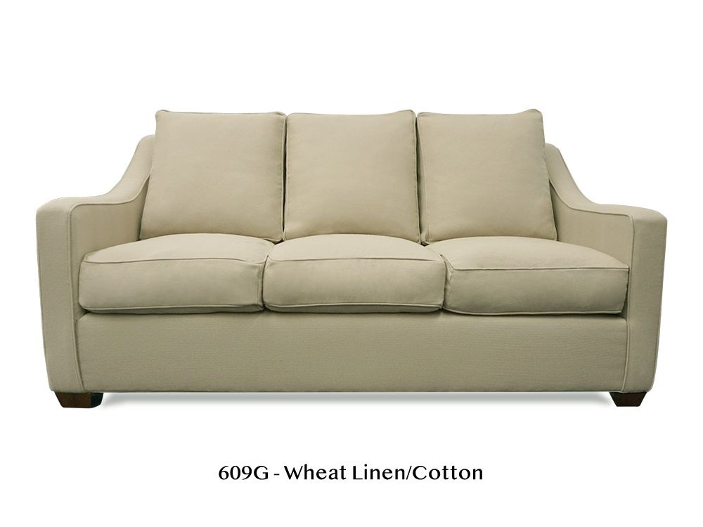 Victoria Non Toxic Vegan Sofa - Natural Fabric Vegan Sofa - Natural Kapok & Latex Sofa-WHEAT Woven 68% Linen & 32% Cotton - 609G-3 Seat Sofa