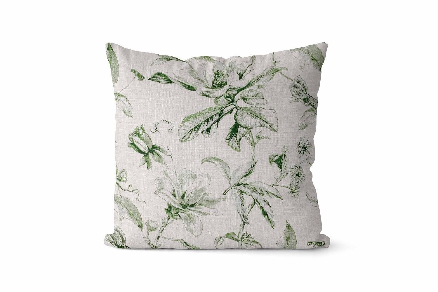Vintage Floral Accent Pillow Cover // Green Floral Pillow Cover // Dark Olive Green Pillow Cover // French Country Decor Pillow Cover // 004