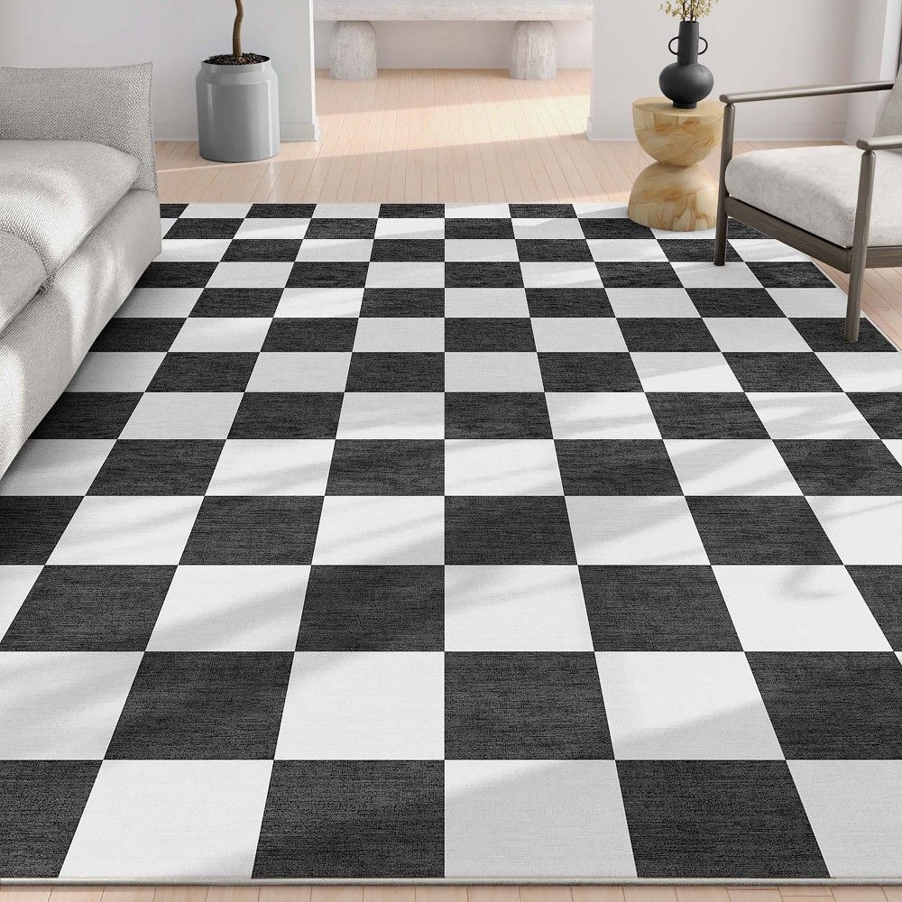 Well Woven Apollo Flat-Pile Modern Squares Black 9'10" x 13' Area Rug
