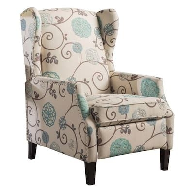 White/Blue Polyester Standard (No Motion) Recliner