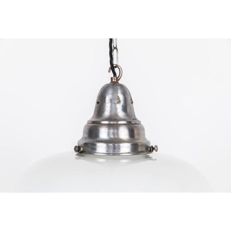 14 Ovaloid Opaline Glass Pendant Light, 1920s