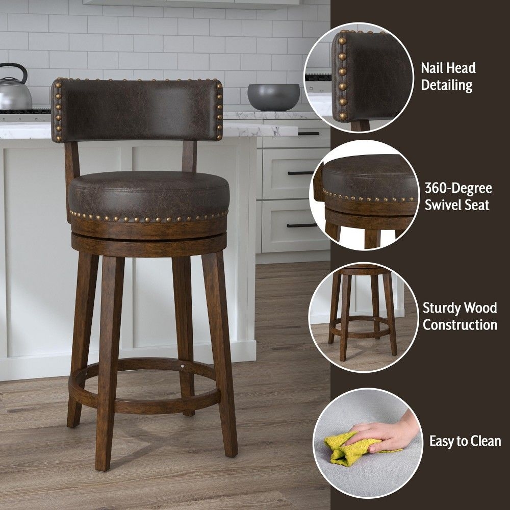 26" Lawton Swivel Counter Height Barstool Walnut - Hillsdale Furniture