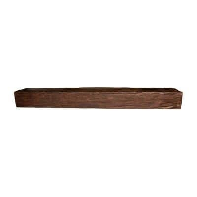 American Pro Decor 6 in. x 8 in. x 4 ft. Walnut Riverwood Faux Wood Cap-Shelf Mantel, Brown