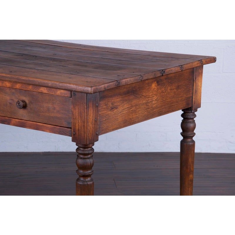 Antique Country French Provincial Oak Farmhouse Kitchen Island