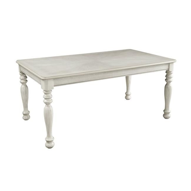 Benzara BM183682 Wooden Dining Table with Turned Legs, White - 30 x 38 x 66 in.