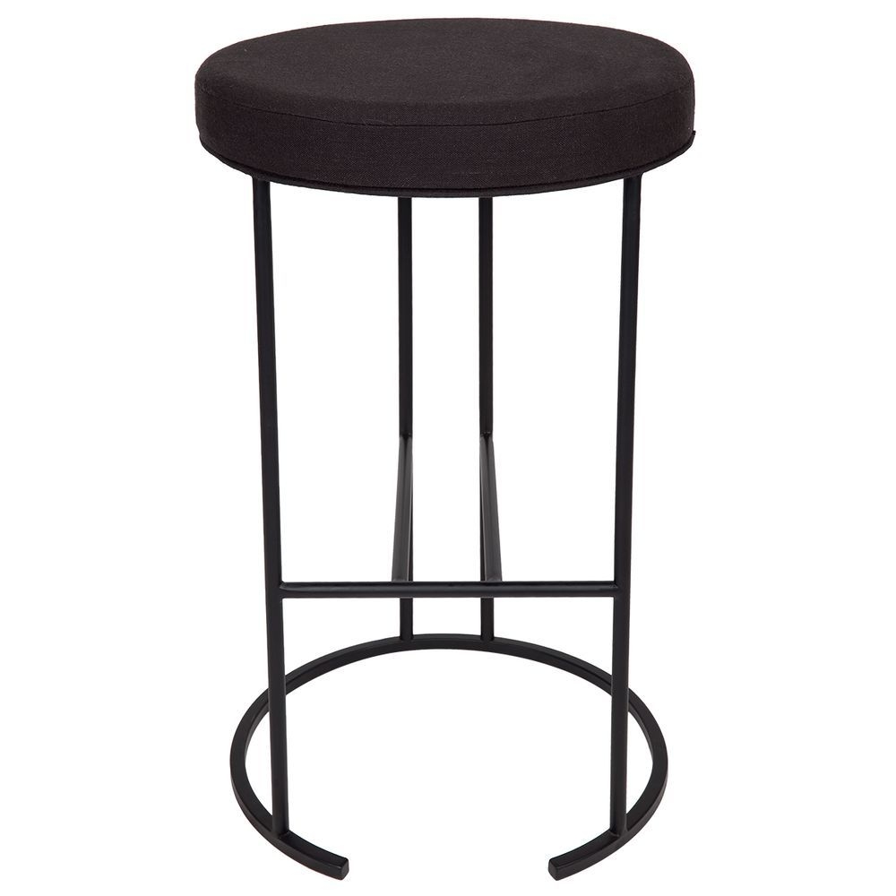 Blackley Iron Kitchen Stool in Black - Black Linen