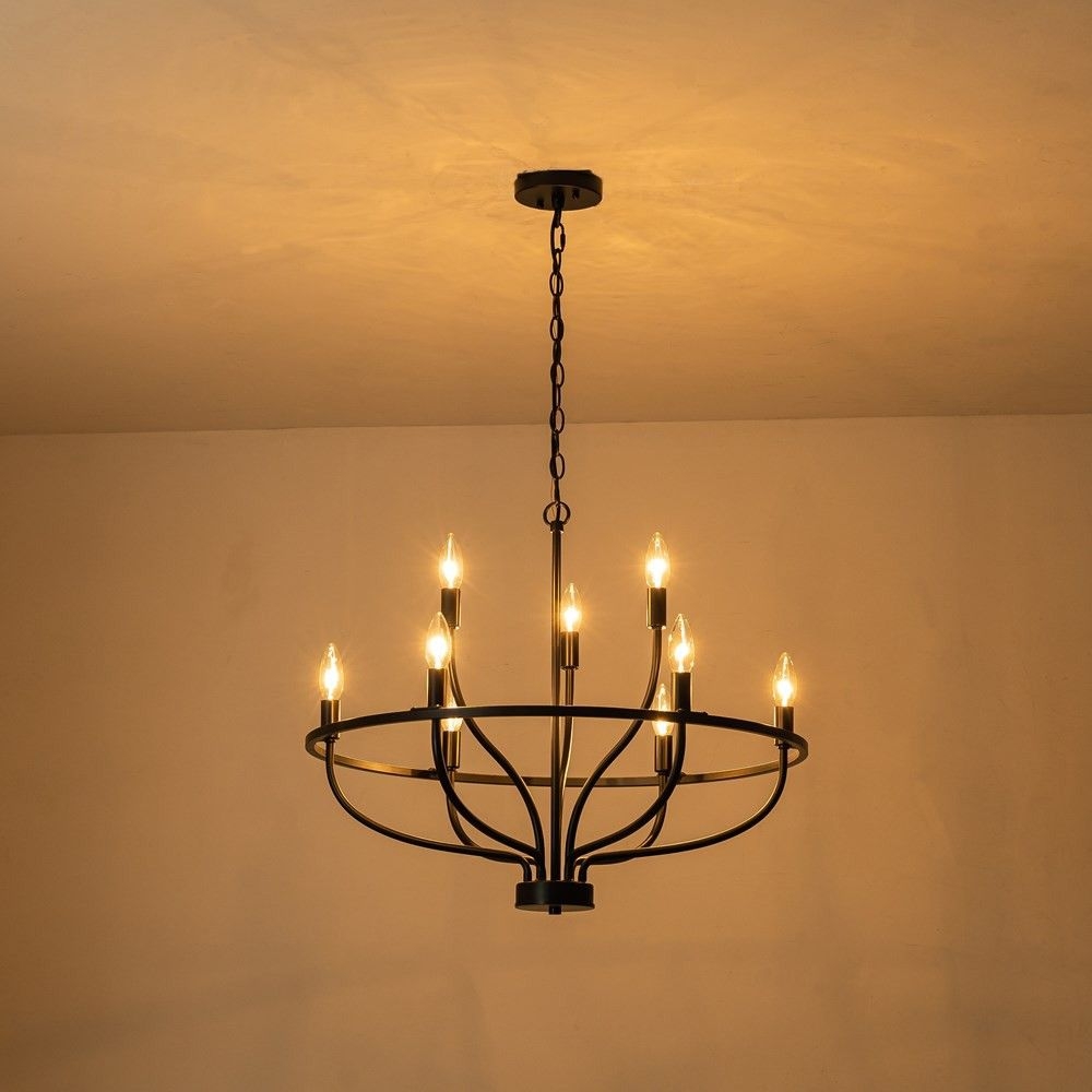 C Cattleya 9-Light Black Farmhouse Chandelier