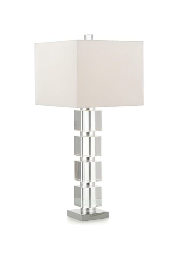 Crystal Block Stacked Table Lamp - Finish: Nickel, White