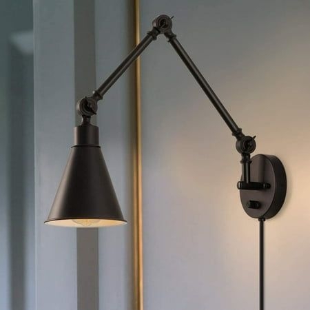 Dimmable Metal Wall Sconce 2-Pack Black Hardwire Industrial Vintage Wall Lamp, Size:Dimension- The Round Base: 4.7-inch, Wall Light Height: 23.2-inch.