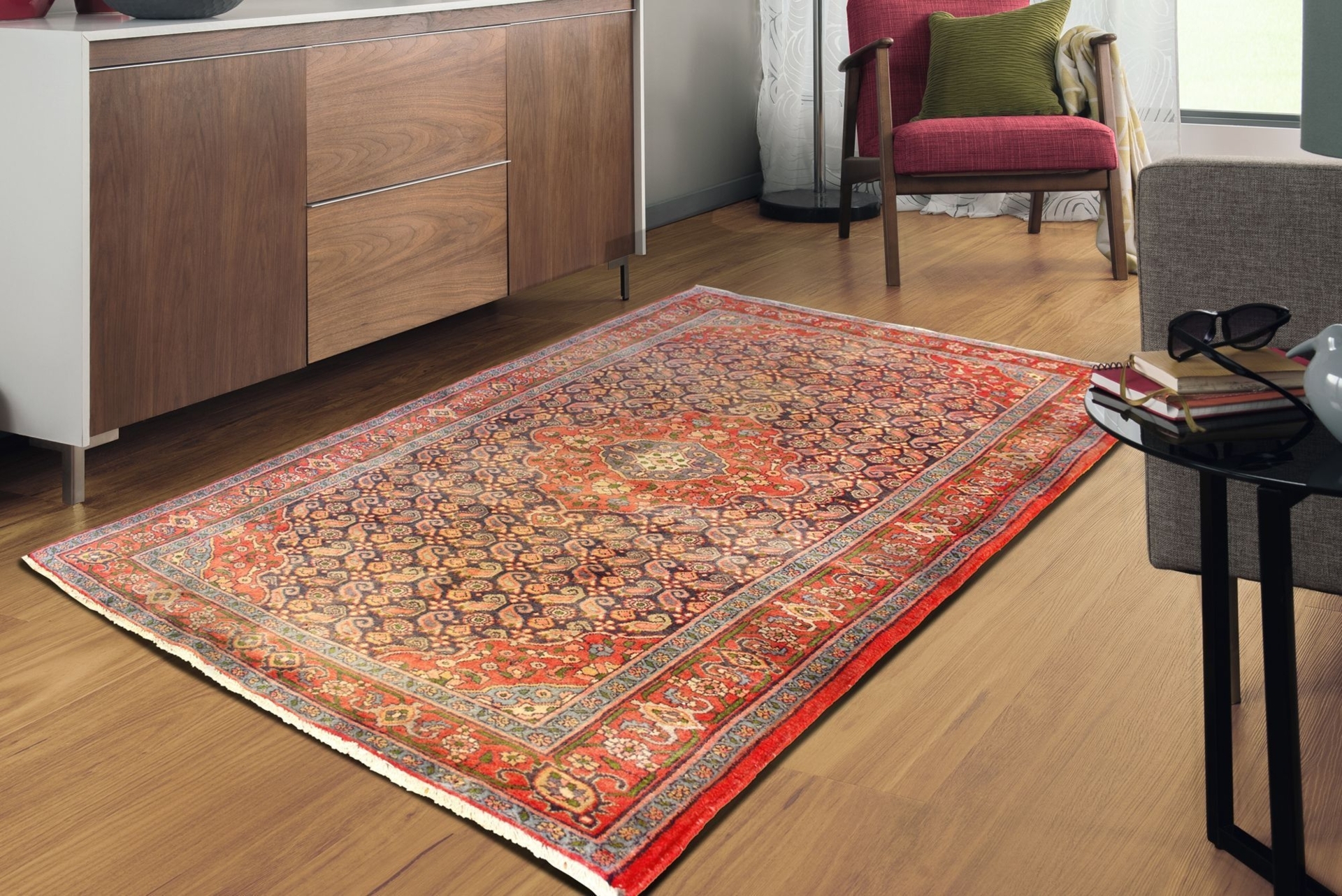 Hamedan - Persian Hand Knotted 100% Wool Rug - 206x140 cms