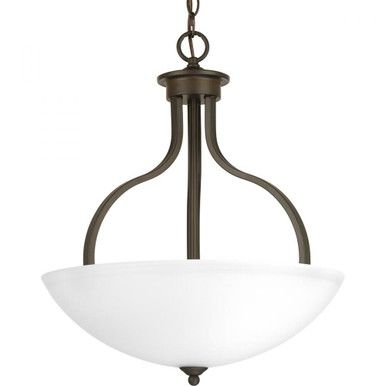 Laird Inverted Pendant, 3-Light, Antique Bronze, Etched Glass, 17"W (P500071-020 AJFLC)