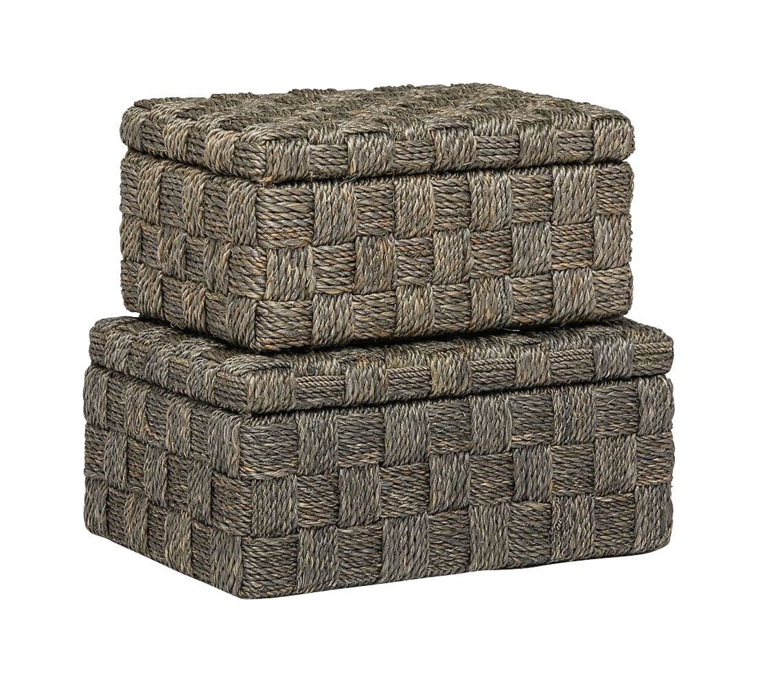 Lilou Box Set - Finish: Pewter Lattice Abaca