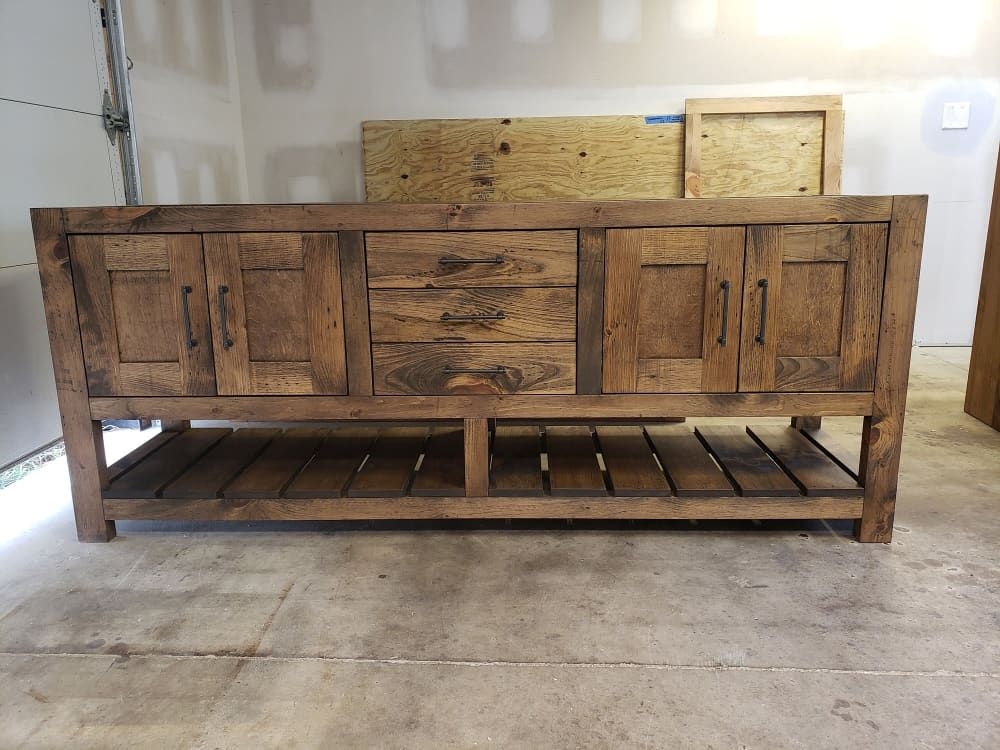 Model 1096 - Custom Double Sink Bathroom Vanity