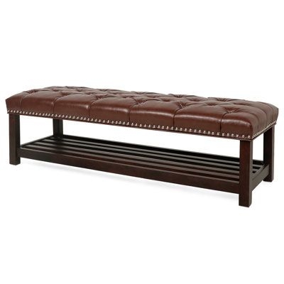 Red Barrel Studio Sandburg Faux Leather Upholstered Storage Bench in Brown | 17.72 H x 60.04 W x 19.29 D in | Wayfair