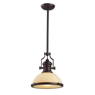 Titan Lighting Chadwick 1-Light Oiled Bronze Ceiling Mount Pendant