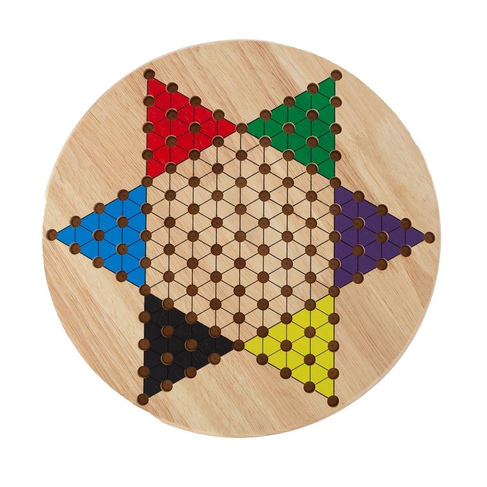 Toy Time Chinese Checkers Game Set for Adults and Kids - 11" Wooden Board and Traditional Pegs