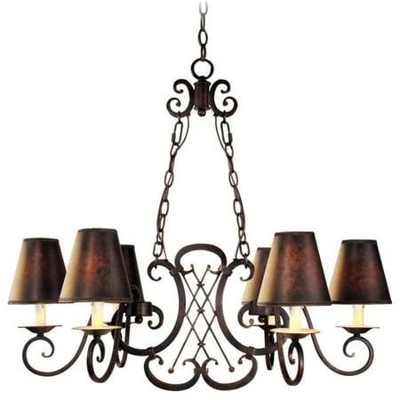 Woodbridge Lighting Montgomery 6-Light Metal Chandelier in Rust Auburn Brown, Size:28"
