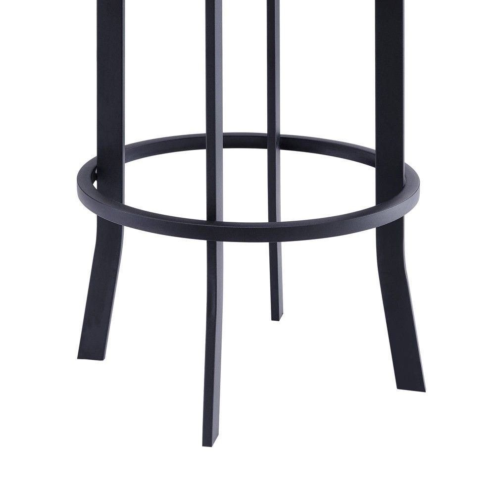 26" Natalie Faux Leather Metal Counter Height Barstool Gray/Black - Armen Living