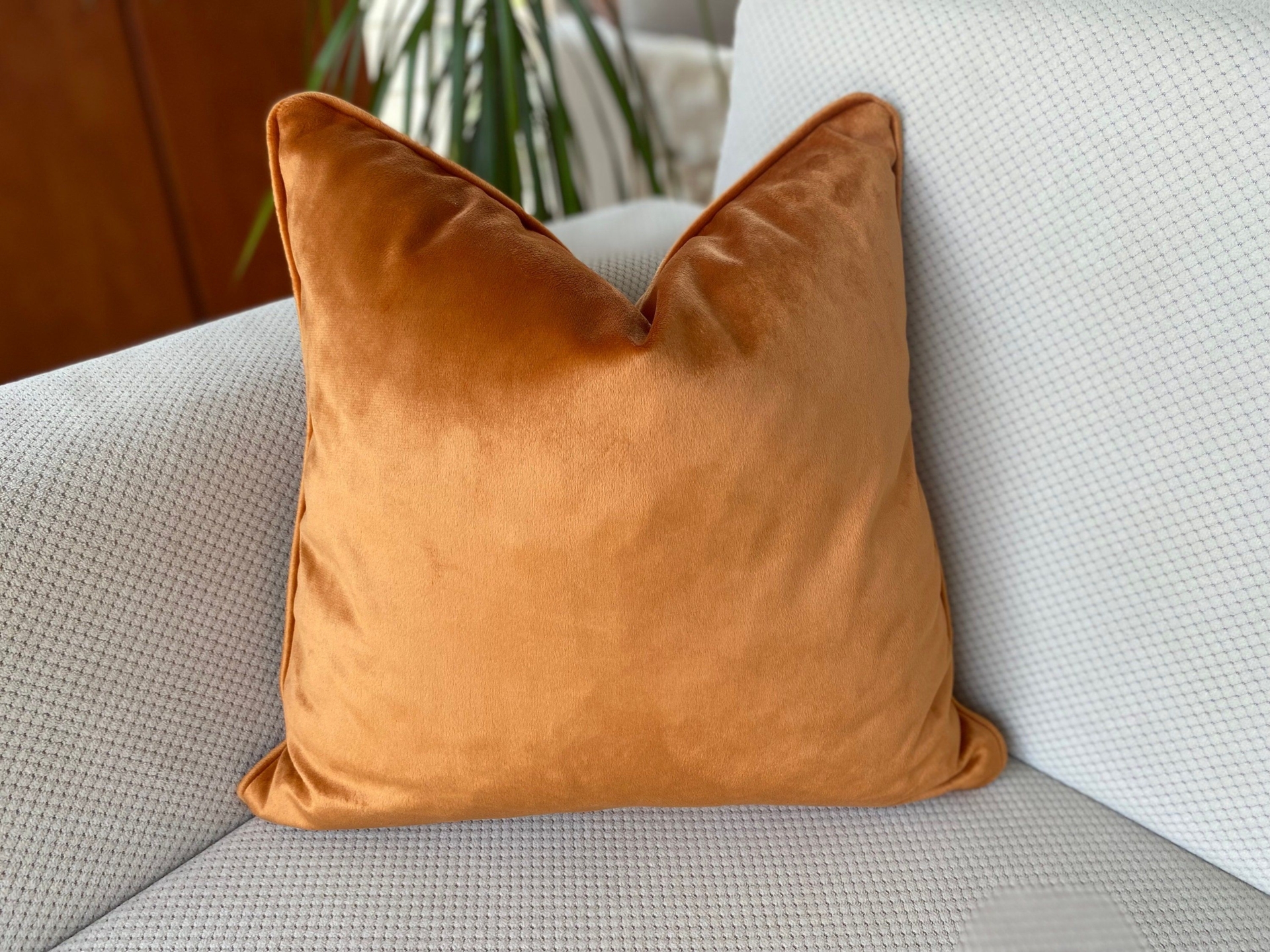 Any Size Orange Terracotta Velvet Throw Pillow, Copper Orange Cushion Cover with Piping, Velvet Euro Sham, Velvet Throw Pillow, CUSTOM SIZE