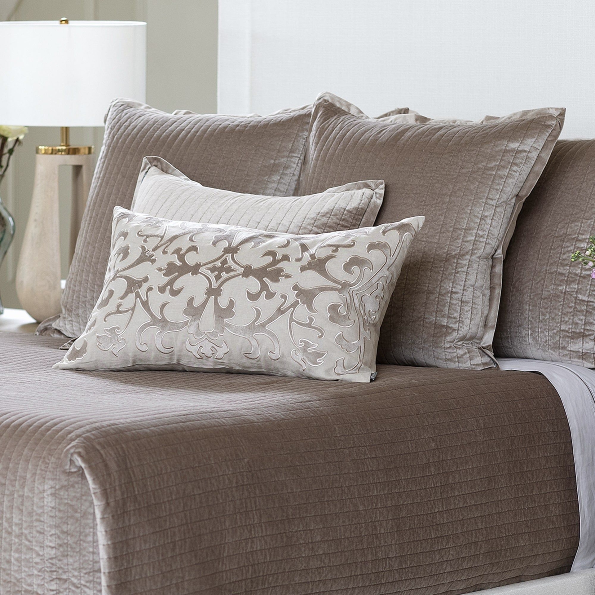 Aria Quilted Euro Pillow Raffia Matte Velvet 26X26