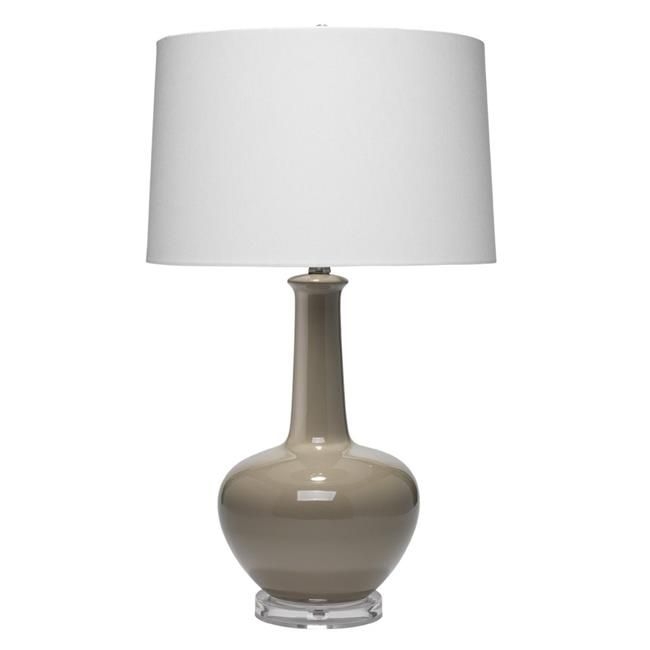 Benjara BM242122 Ceramic Table Lamp with Single Gourd Design, White & Grey