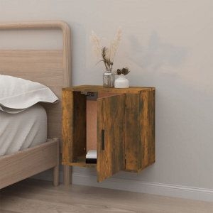 Berkfield Wall-Mounted Bedside Cabinet Smoked Oak 50X30X47 Cm