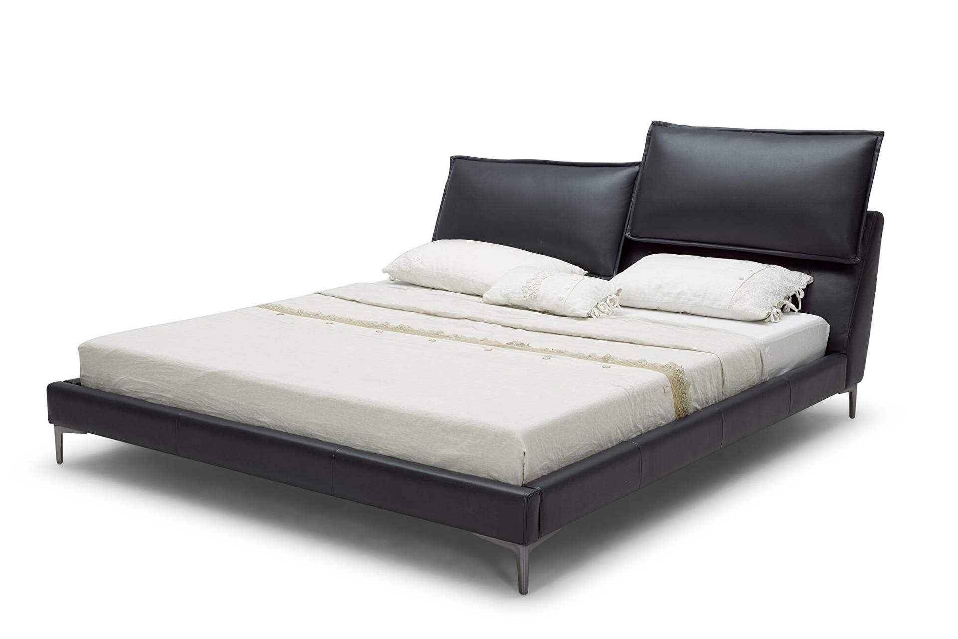 Beverly Hills Ascend Black Leather Low-profile Stylish Contemporary Bed