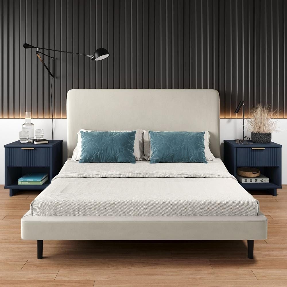 Granville Midnight Blue 1-Drawer 18.11 in. W Modern Nightstand (Set of 2)
