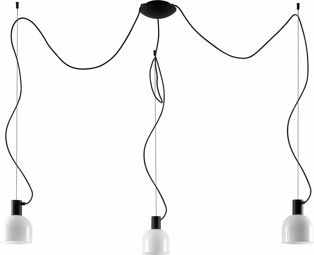 Lucande - hanglamp - 3 lichts - glas, ijzer - E27 - wit, zwart