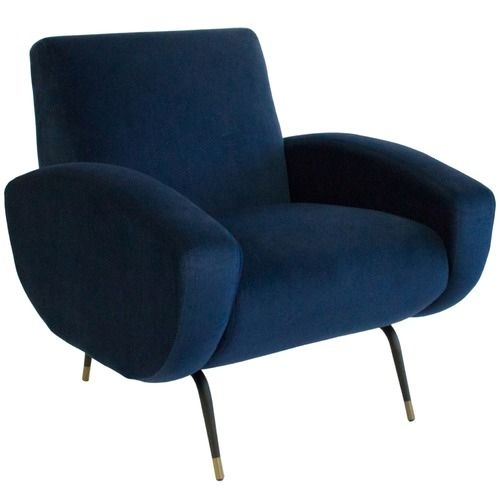 Modern Milan Velvet Armchair Colour: Navy - Temple & Webster