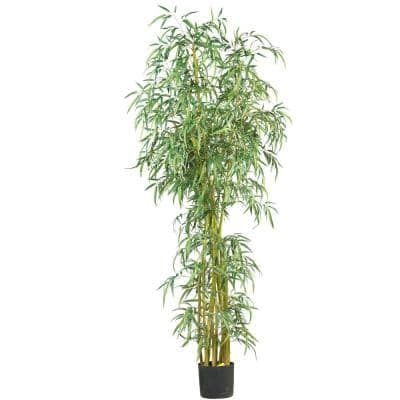Nearly Natural 7 ft. Artificial Curved Slim Bamboo Silk Tree