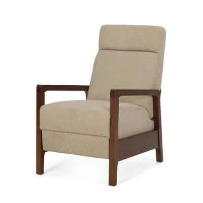 Noble House Ismay Sand and Brown Fabric Waterfall Back Pushback Recliner Chair