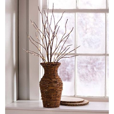 Primrue Lighted Trees & Branches in White / Yellow, Size 33.5 H x 21.5 W x 21.5 D in | Wayfair