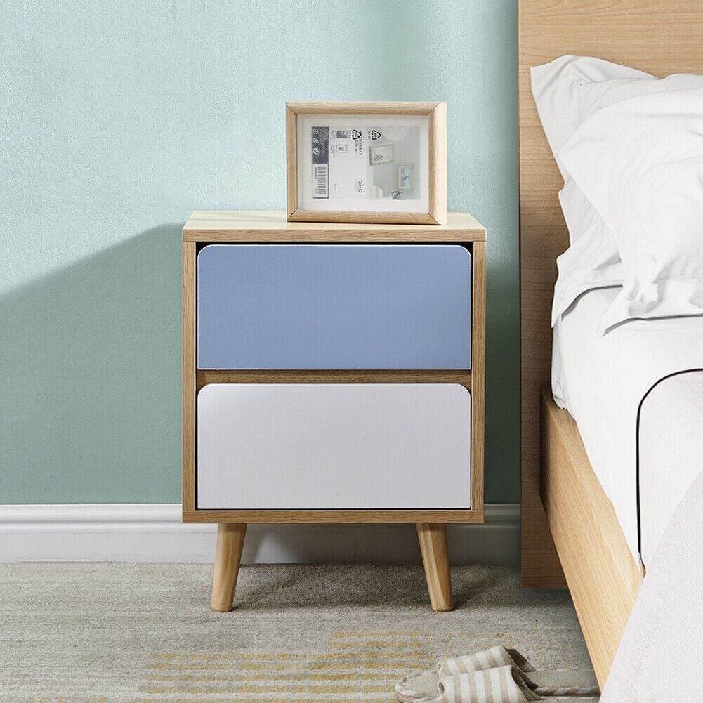 Scandinavian Inspired Bedside Table - Minimalist Design with Colorful Drawers