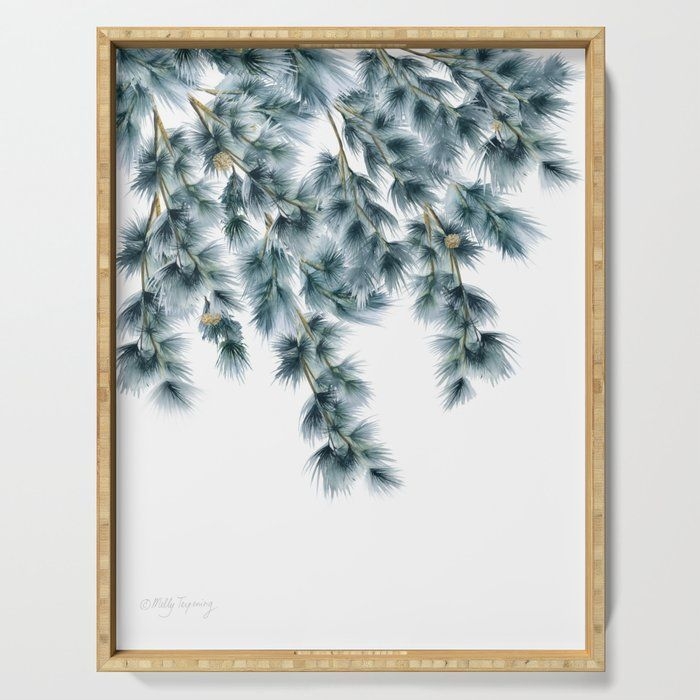 Serving Tray | White Pine Garland by Melly Terpening - 18" x 14" x 1.75" - Society6