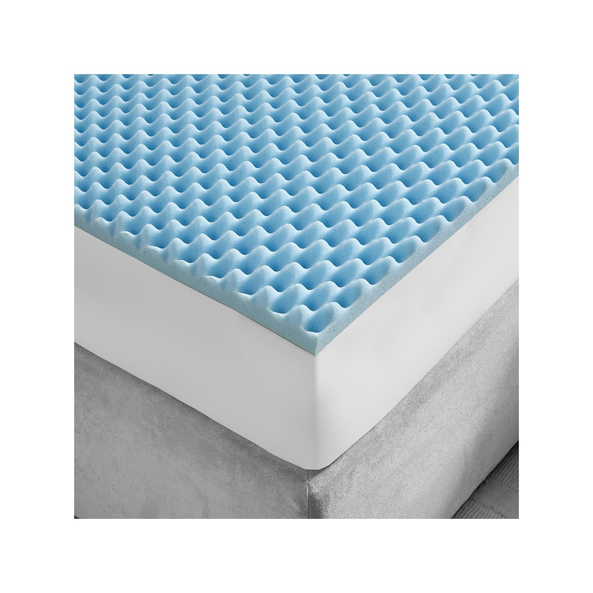 Sleep Philosophy 1.5" Gel Memory Foam All Season Reversible Cooling Mattress Topper, Blue, Twin