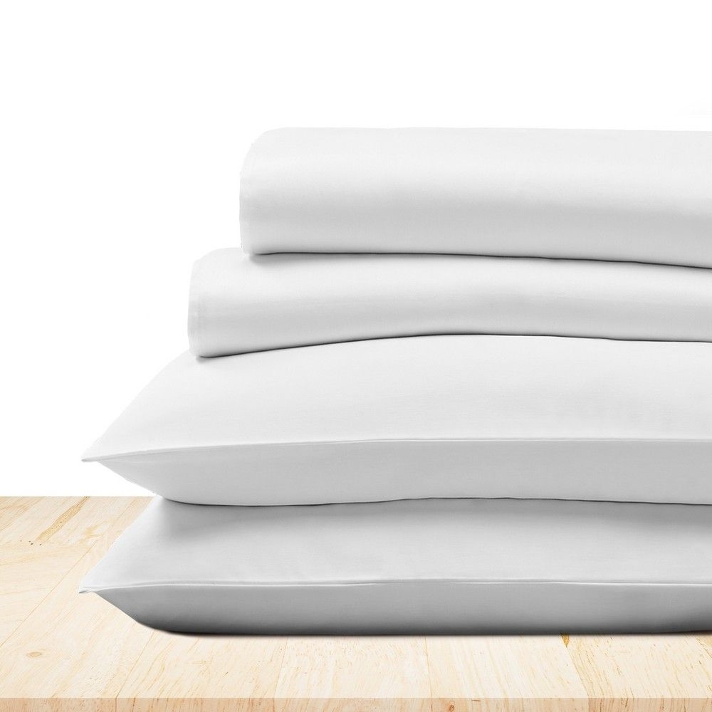Soft 100% Cotton Sheets Set - Cooling Durable Sateen, Deep Pocket - by California Design Den - Bright White, King