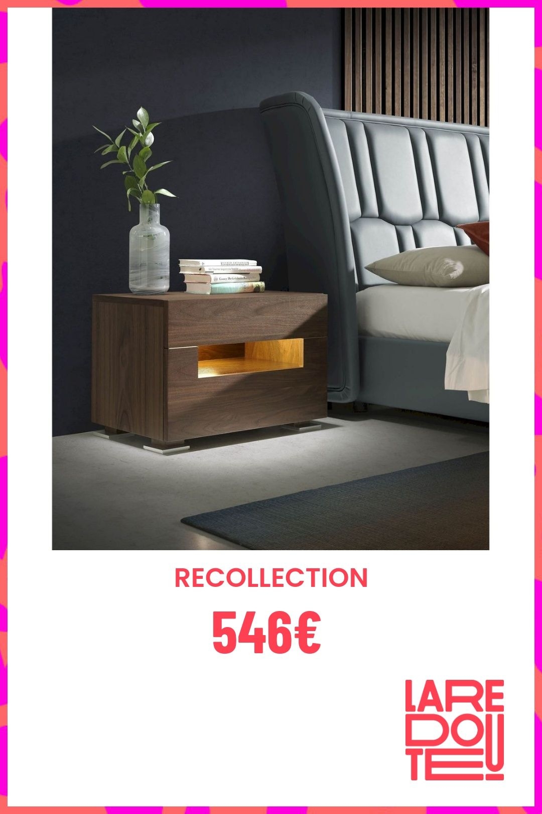 Table De Chevet En Bois Leds Intrieures Et 2 Tiroirs Fermeture Soft Pieds Chroms