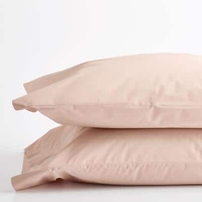 The Company Store Company Cotton Peach Nectar Solid 300-Thread Count Cotton Percale King Pillowcase (Set of 2)
